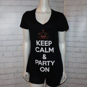 🎃🧡🖤 Beall’s Tee · “Keep Calm and Party On” · Halloween Graphic · NWT · Size L